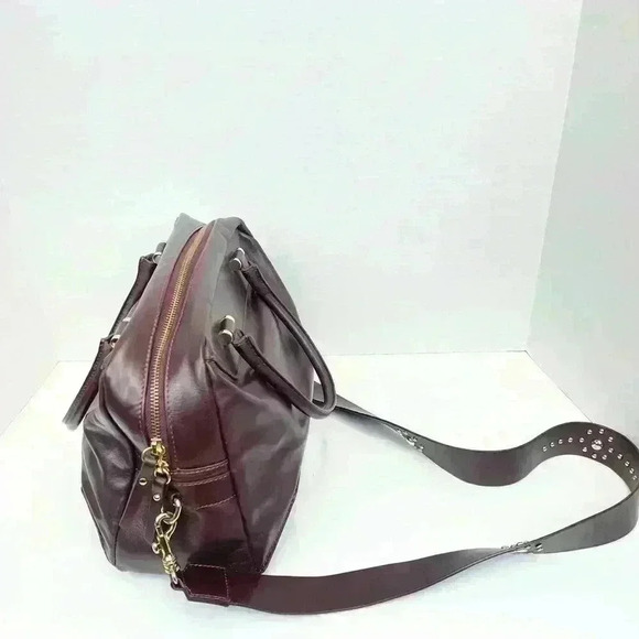 Iacucci Red Leather Handbag  Patch Crossbody strap Italian Satchel - Picture 9 of 13